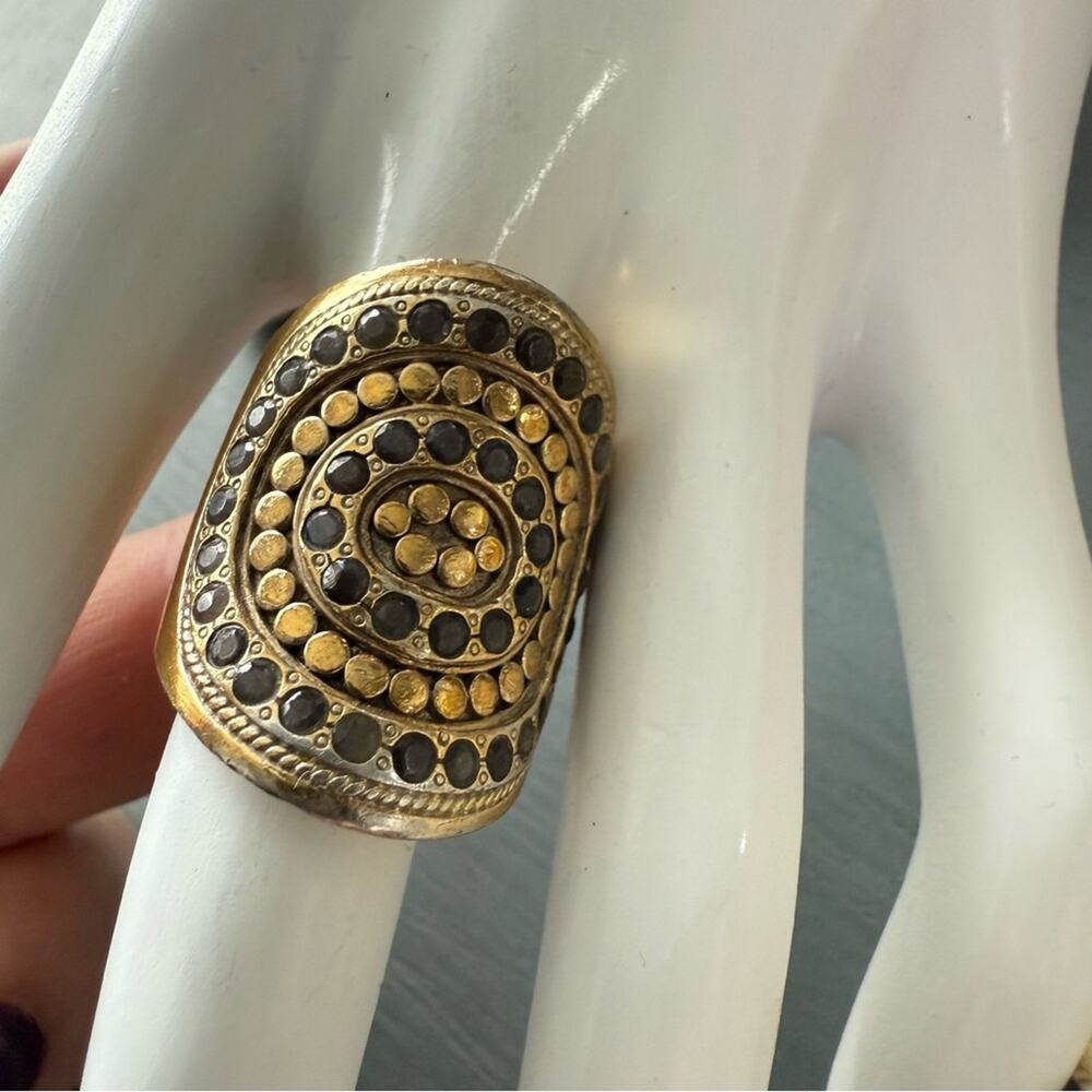 Anna Beck 925 Sterling Silver & 18K Gold Plated Ring Size 6.5 - Picture 2 of 10